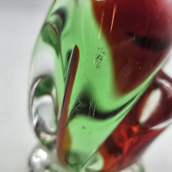Vintage Murano Blown Art Glass Sommerso Dog Sculpture Figurine Red Green 6 in - Picture 9 of 16